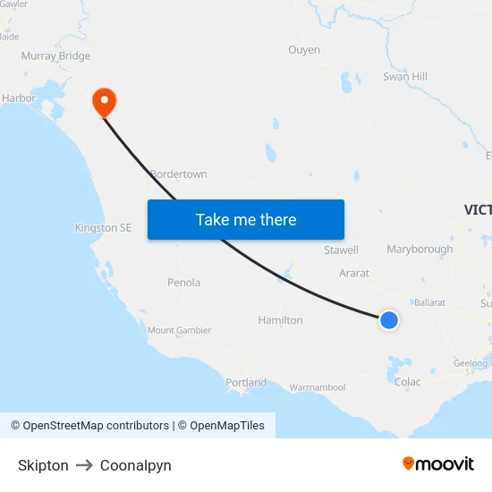 Skipton to Coonalpyn map