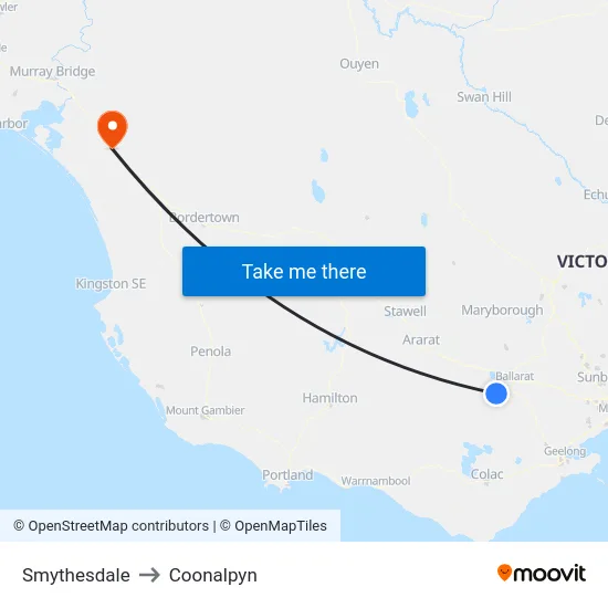 Smythesdale to Coonalpyn map