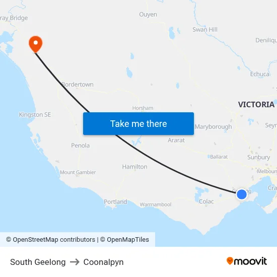 South Geelong to Coonalpyn map
