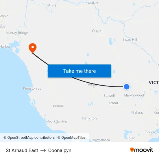 St Arnaud East to Coonalpyn map