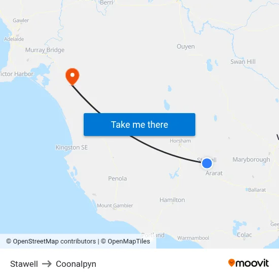 Stawell to Coonalpyn map