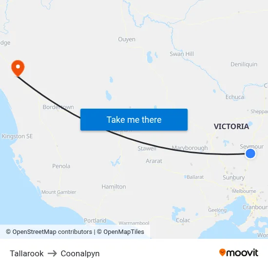 Tallarook to Coonalpyn map