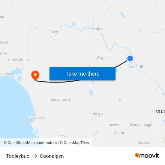 Tooleybuc to Coonalpyn map