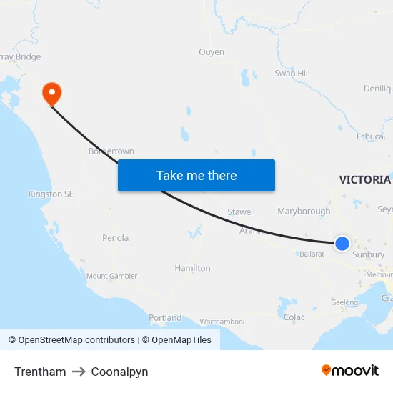 Trentham to Coonalpyn map