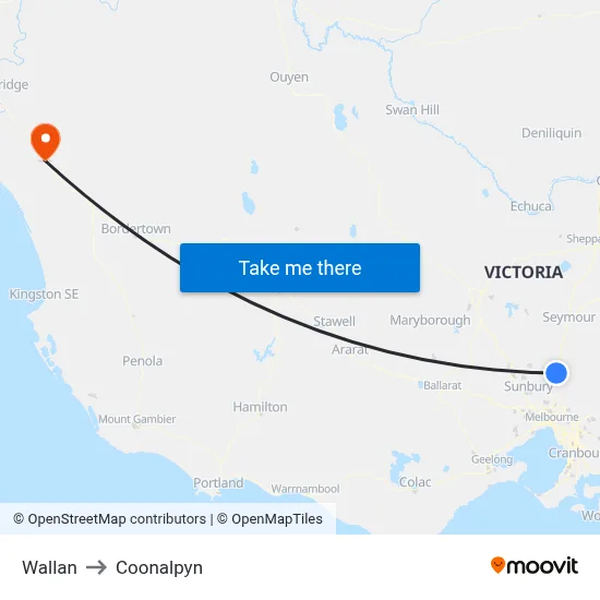 Wallan to Coonalpyn map