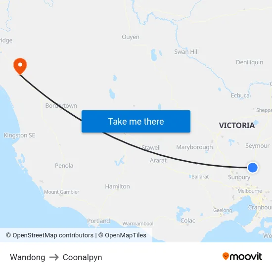 Wandong to Coonalpyn map