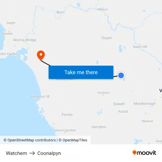 Watchem to Coonalpyn map