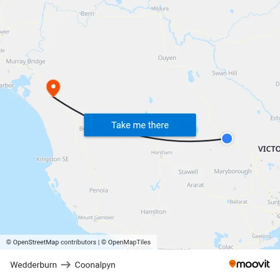 Wedderburn to Coonalpyn map