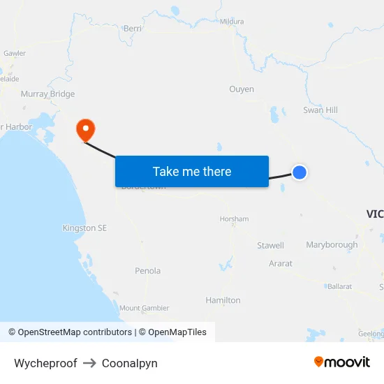 Wycheproof to Coonalpyn map