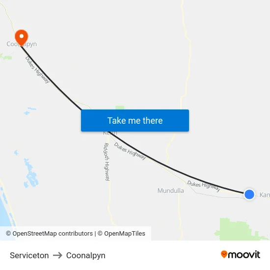 Serviceton to Coonalpyn map