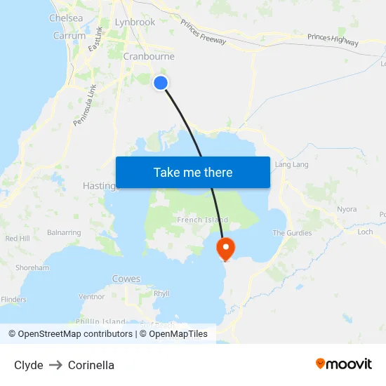 Clyde to Corinella map