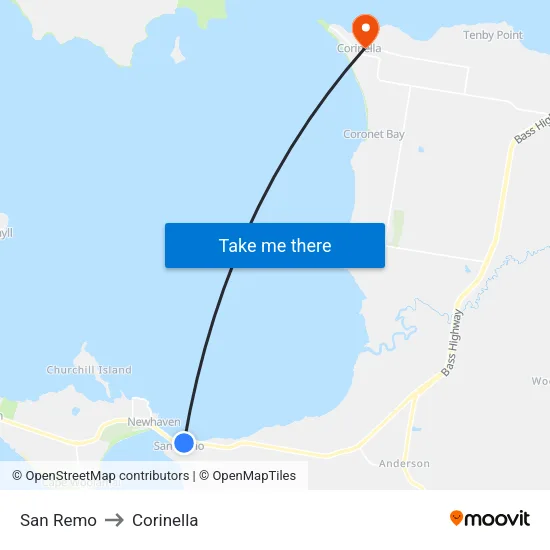San Remo to Corinella map