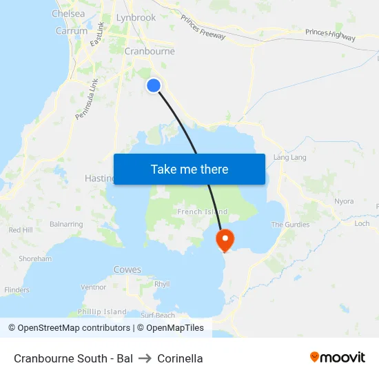 Cranbourne South - Bal to Corinella map