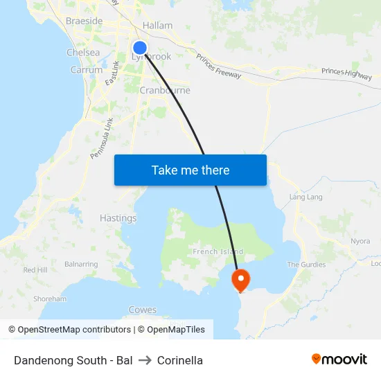 Dandenong South - Bal to Corinella map