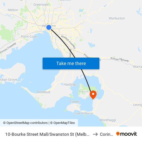 10-Bourke Street Mall/Swanston St (Melbourne City) to Corinella map
