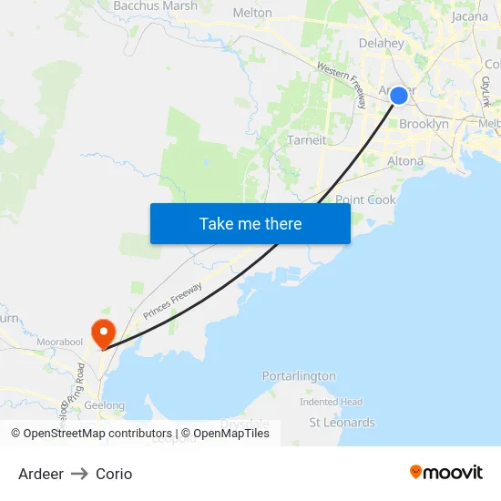 Ardeer to Corio map