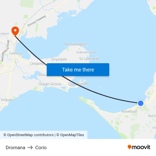 Dromana to Corio map