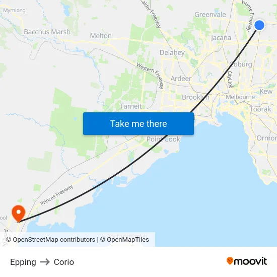 Epping to Corio map
