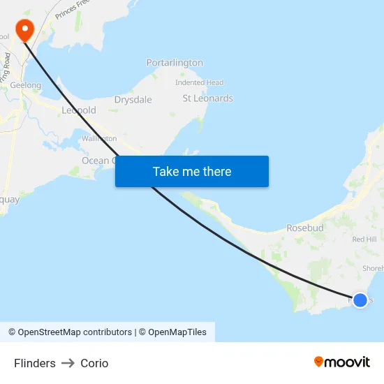 Flinders to Corio map