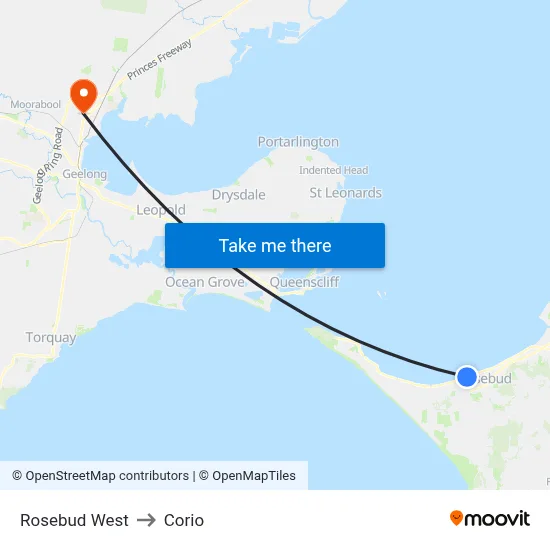 Rosebud West to Corio map
