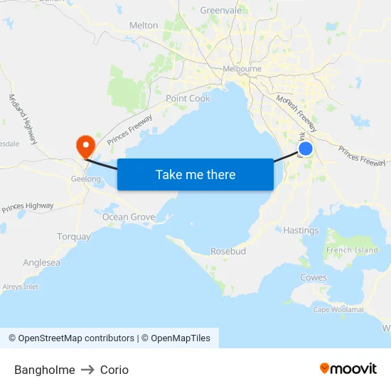 Bangholme to Corio map