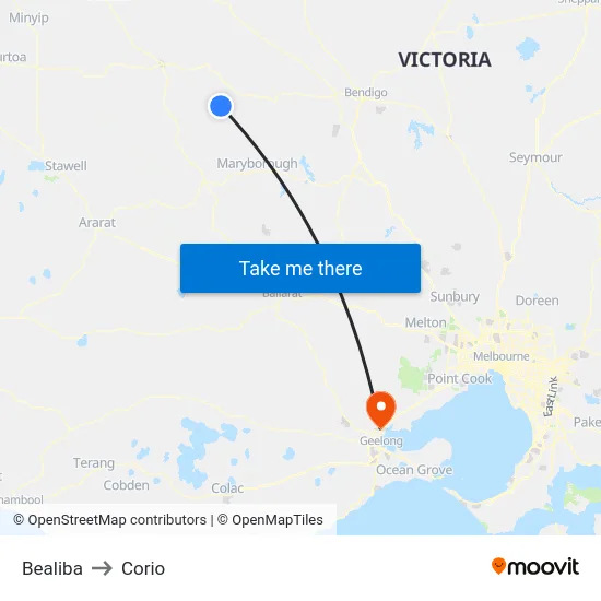 Bealiba to Corio map