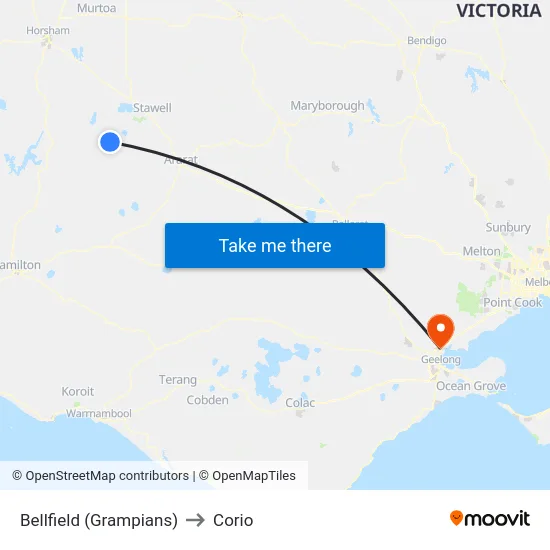 Bellfield (Grampians) to Corio map