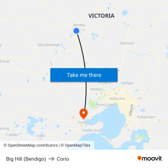 Big Hill (Bendigo) to Corio map