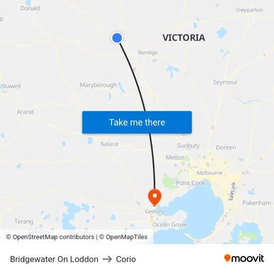 Bridgewater On Loddon to Corio map
