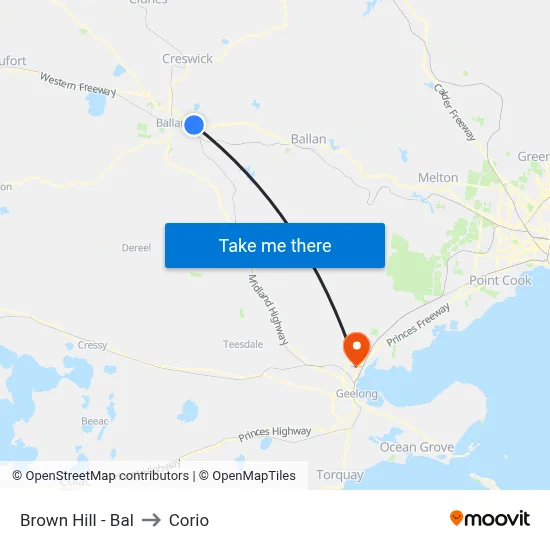 Brown Hill - Bal to Corio map