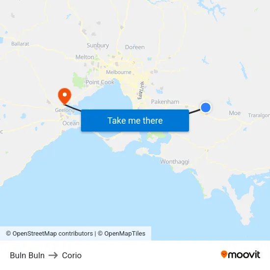 Buln Buln to Corio map