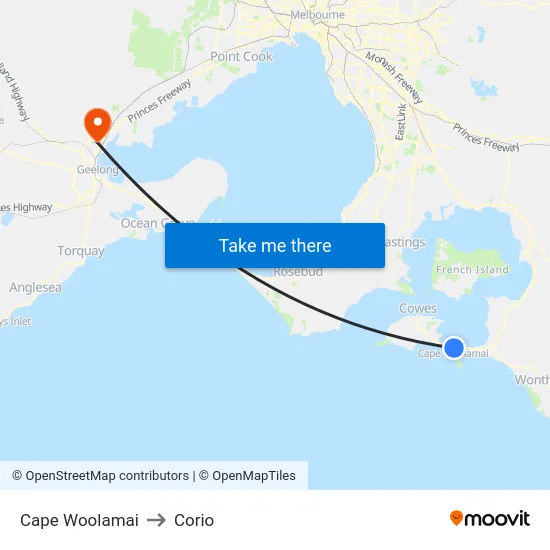 Cape Woolamai to Corio map
