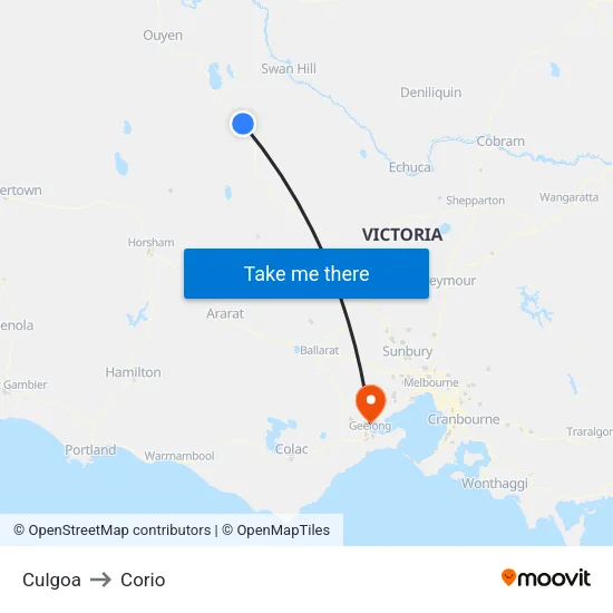 Culgoa to Corio map