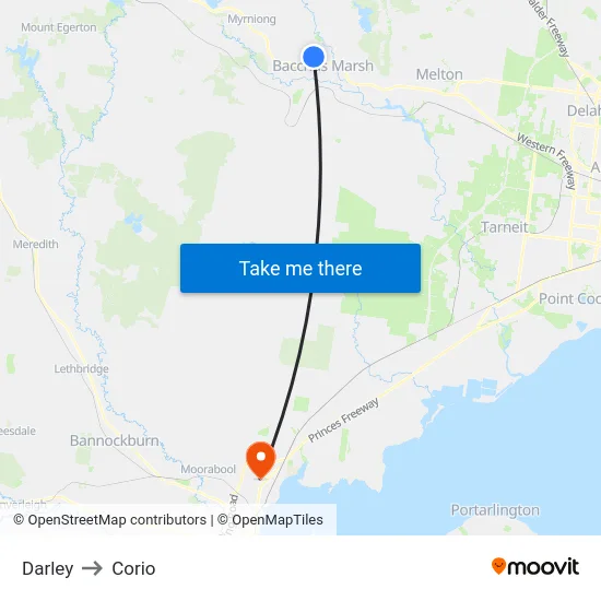 Darley to Corio map