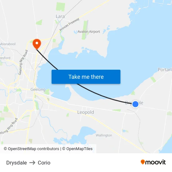 Drysdale to Corio map