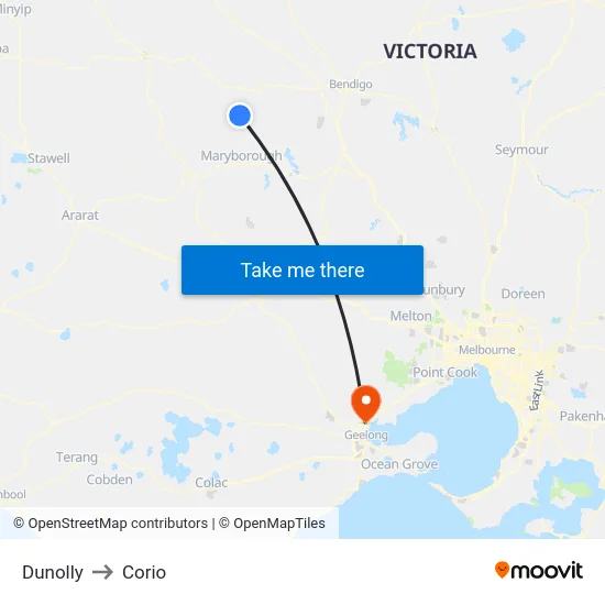 Dunolly to Corio map
