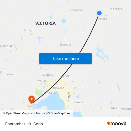 Goorambat to Corio map