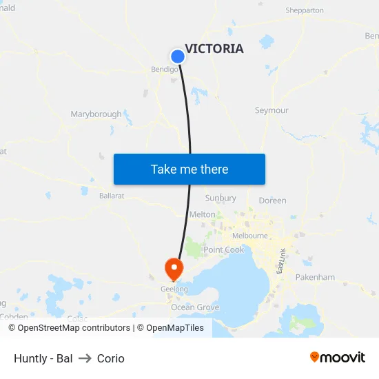 Huntly - Bal to Corio map