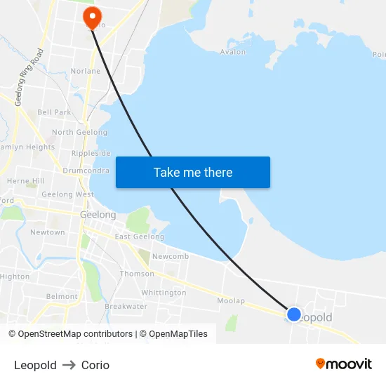 Leopold to Corio map