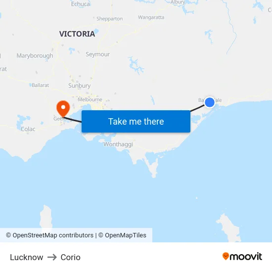 Lucknow to Corio map