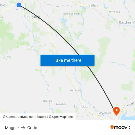 Magpie to Corio map