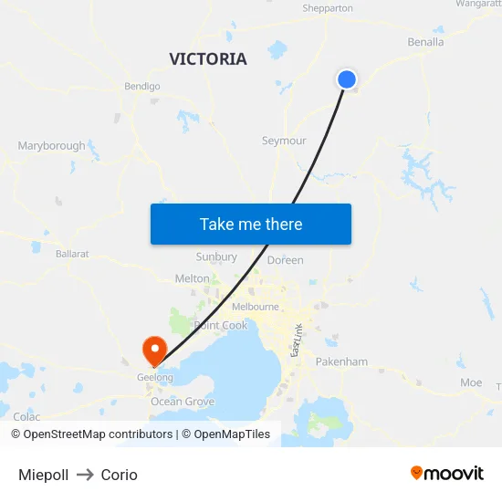 Miepoll to Corio map