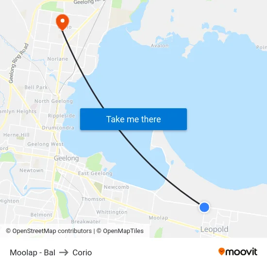 Moolap - Bal to Corio map