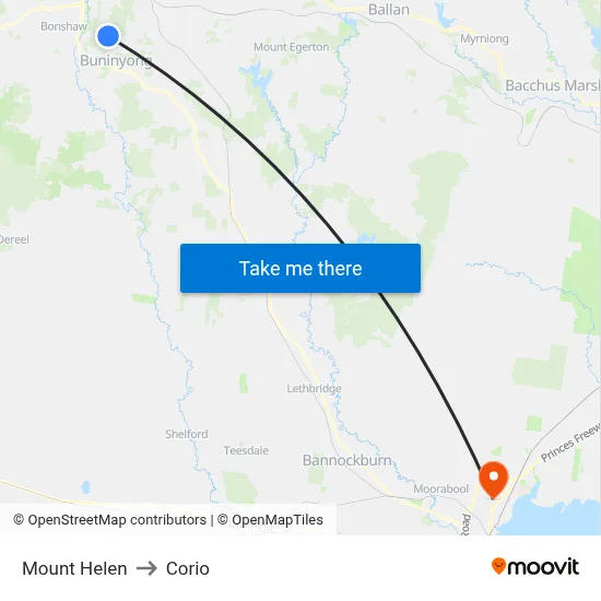 Mount Helen to Corio map