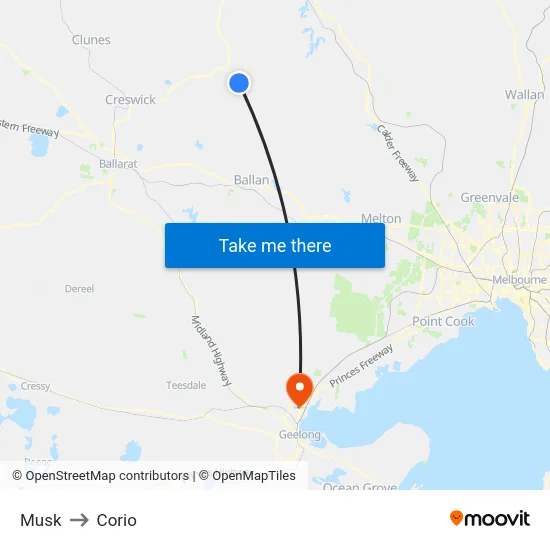 Musk to Corio map