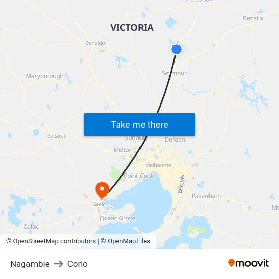 Nagambie to Corio map
