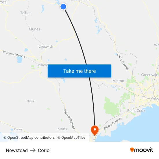 Newstead to Corio map