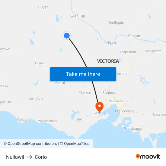 Nullawil to Corio map