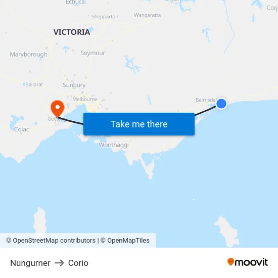 Nungurner to Corio map