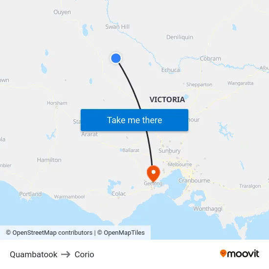 Quambatook to Corio map